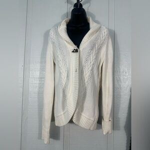 Knitted Bass Off White Women’s Single Button Sweater Size Medium GUC